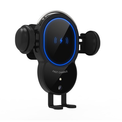 360 Degree Rotating Automatic Clamping Induction 2020 Magnet Charging 10W Car Wireless Charger with Stand