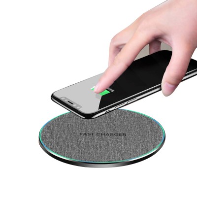 New Arrivals 2020 Mobile Phone Jean Fabric Fast Charging Pad Metal Housing 10W Wireless Charger